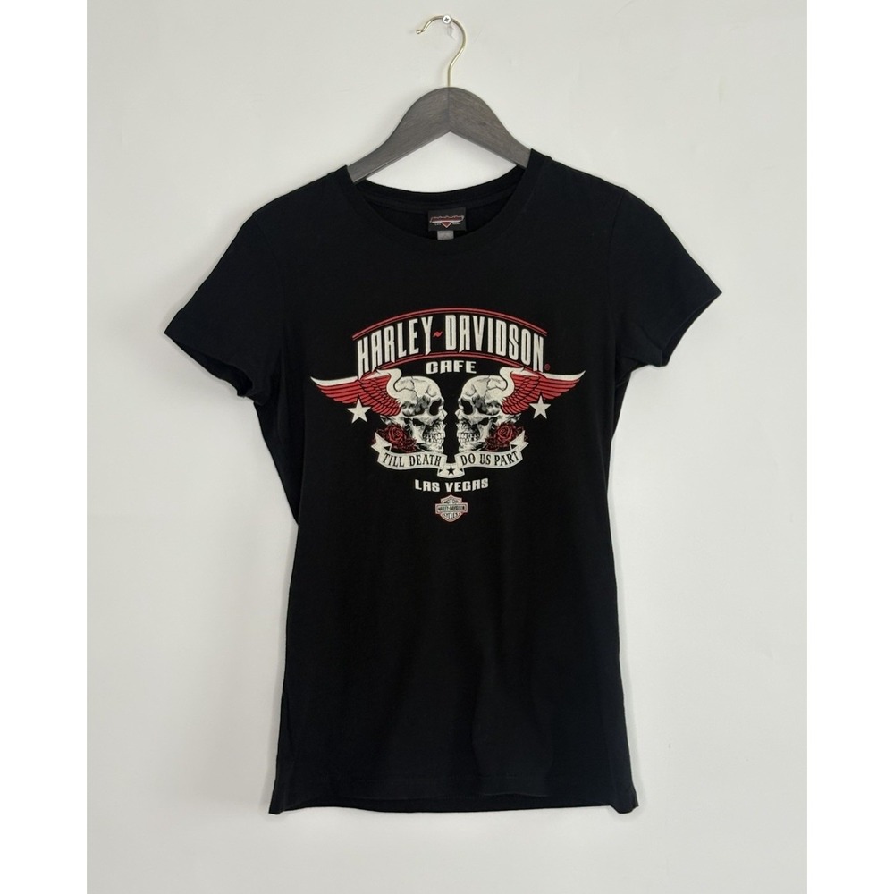 VTG Y2K Harley Davidson Cafe Women Large Las Vegas Till Death Do Us Part T Shirt